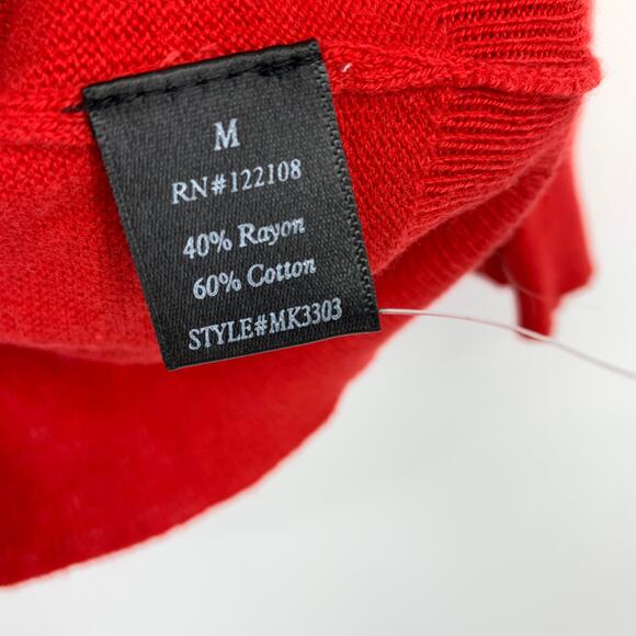 Modcloth MAK Cardigan Sweater Womens Sz Medium Red Pointelle Detail 3/4 Sleeve - Picture 6 of 6